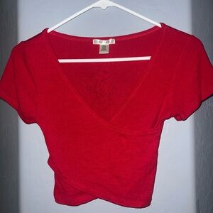 Bozzolo Red V-Neck Crop Top